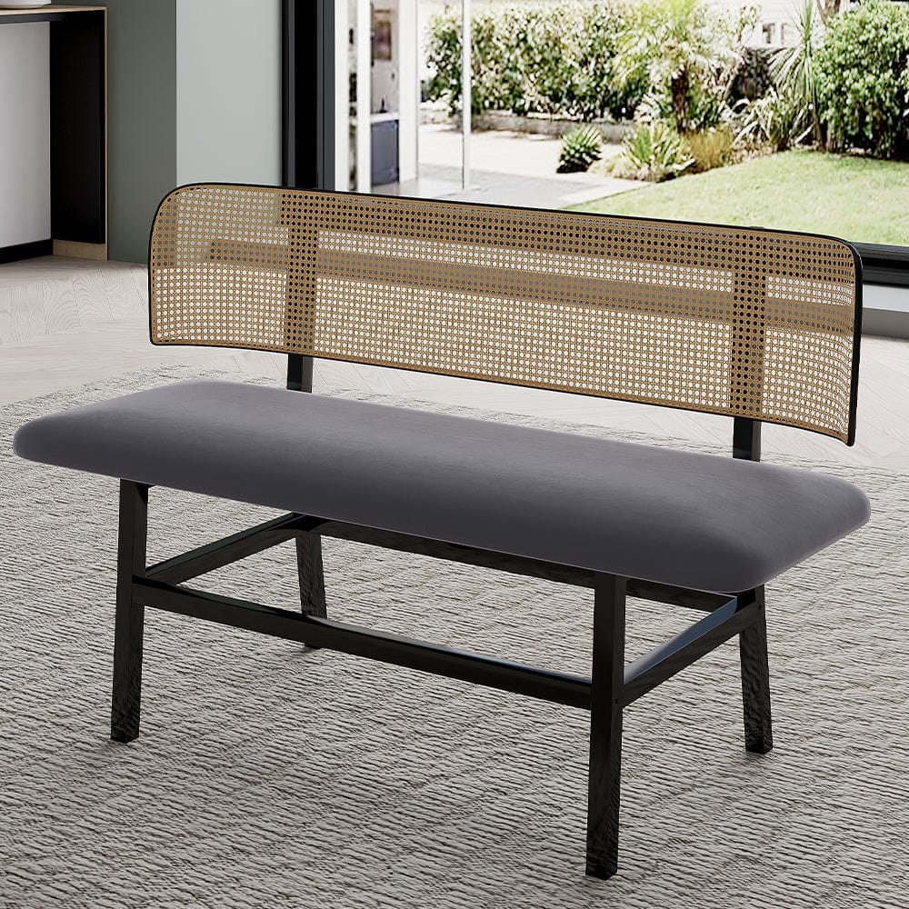 Rattan bench with back sale