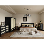 Boho 4pcs Rattan Decorated Bedroom Set With Chest And Bedside