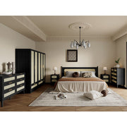 Boho 4 Piece Rattan Bedroom Wardrobe Set With Chest Drawer And Bedside Table
