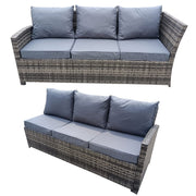 Rosen 9 Seater Fire Pit Rattan Garden Furniture Corner Dining Sofa Set In Grey