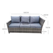 Rosen 9 Seater Fire Pit Rattan Garden Furniture Corner Dining Sofa Set In Grey