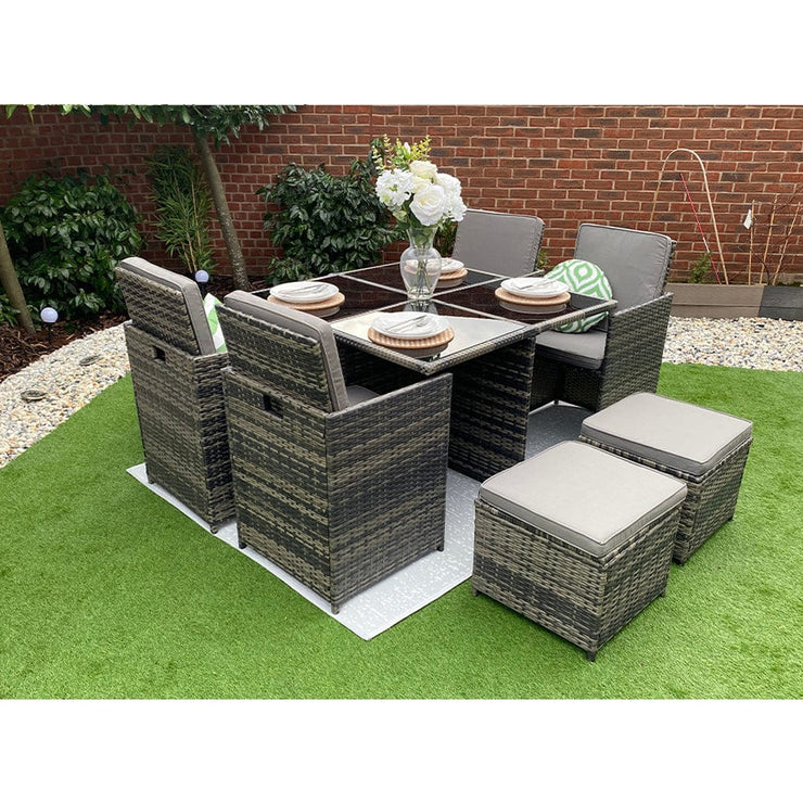 Eton Rattan Garden 8 Seater Cube Set In Grey