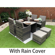 Eton Rattan Garden 8 Seater Cube Set In Grey