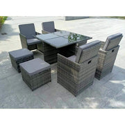 Eton Rattan Garden 8 Seater Cube Set In Grey