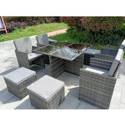 Eton Rattan Garden 8 Seater Cube Set In Grey