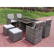 Eton Rattan Garden 8 Seater Cube Set In Grey