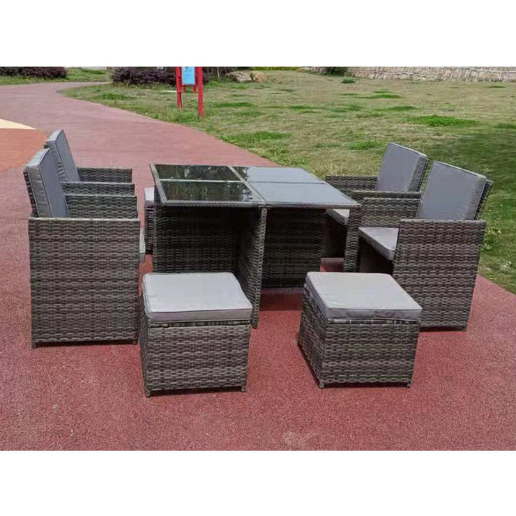 Eton Rattan Garden 8 Seater Cube Set In Grey