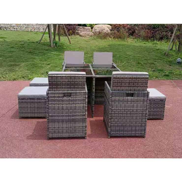 Eton Rattan Garden 8 Seater Cube Set In Grey