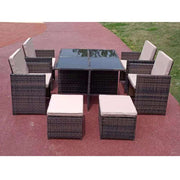 Eton Rattan Garden 8 Seater Cube Set In Brown