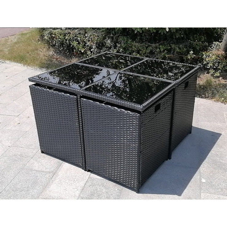 Eton Rattan Garden 8 Seater Cube Set In Black