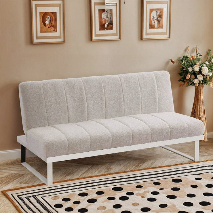 Ellie Boucle Foldable Sofa Bed With Stainless Steel Legs