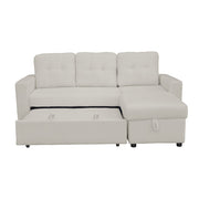 Avery Boucle Reversible Corner Sofa Bed With Storage Chaise In White