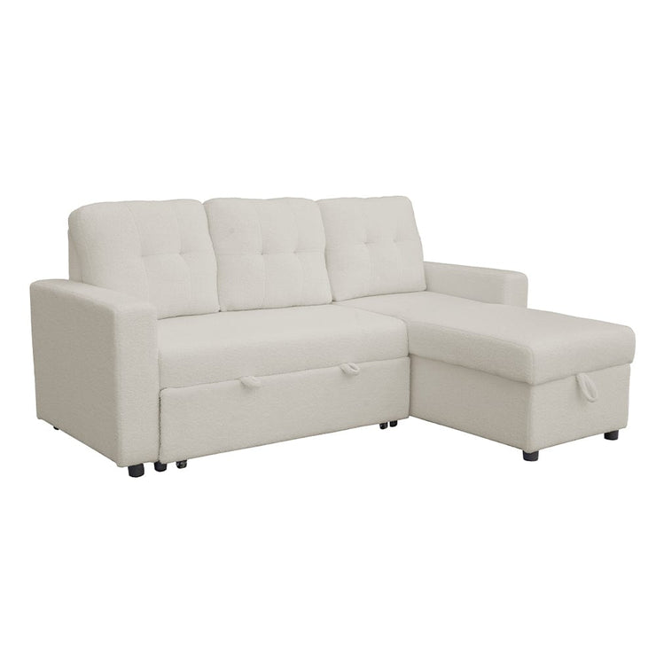 Avery Boucle Reversible Corner Sofa Bed With Storage Chaise In White