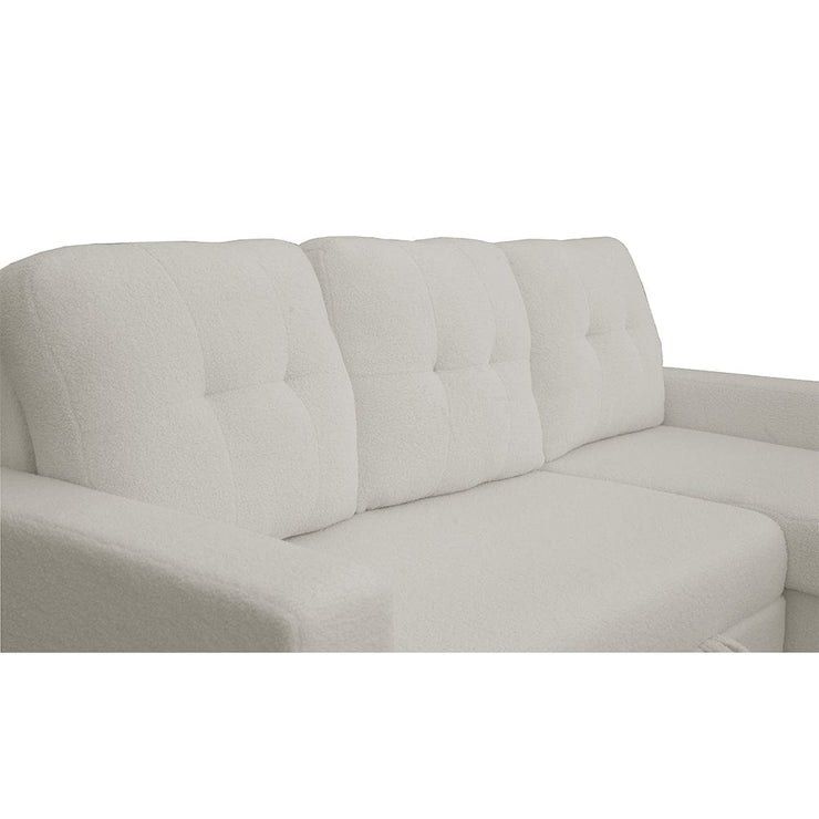 Avery Boucle Reversible Corner Sofa Bed With Storage Chaise In White