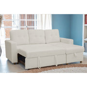 Avery Boucle Reversible Corner Sofa Bed With Storage Chaise In White