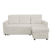 Avery Boucle Reversible Corner Sofa Bed With Storage Chaise In White