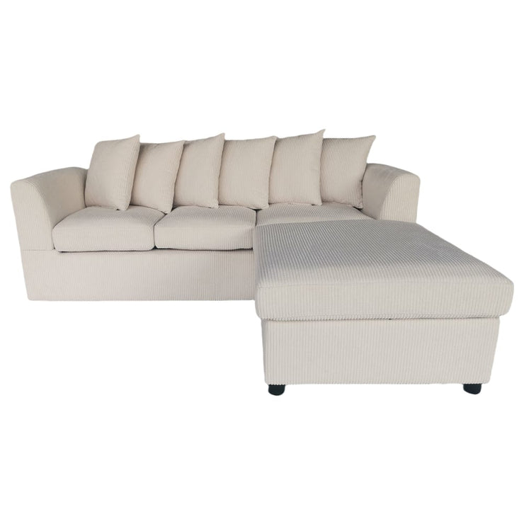 Finley Corduroy 3 Seater Sofa with Footstool And Pillows