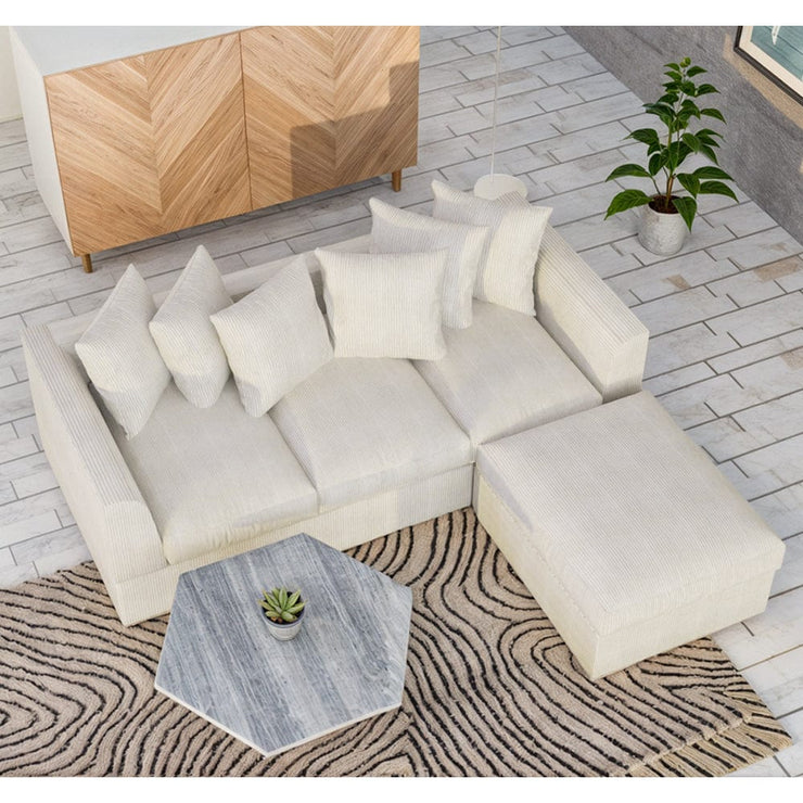 Finley Corduroy 3 Seater Sofa with Ottoman