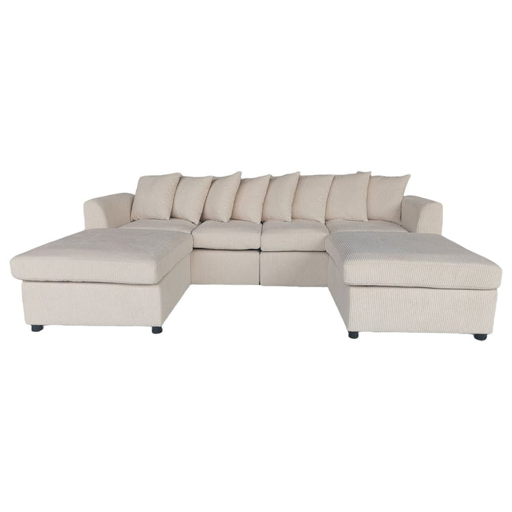 Finley Corduroy 4 Seater Sofa with 2 Footstools