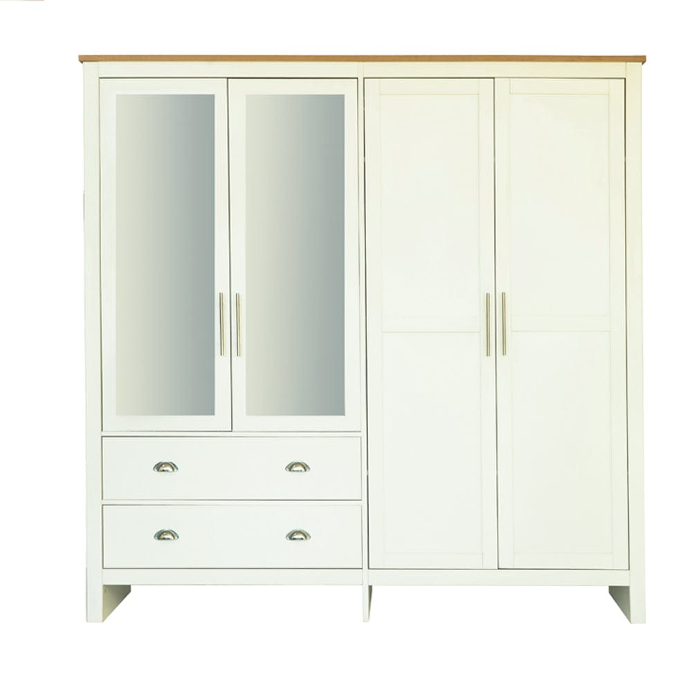 Heritage 4 Door 2 Drawer Mirrored Wardrobe