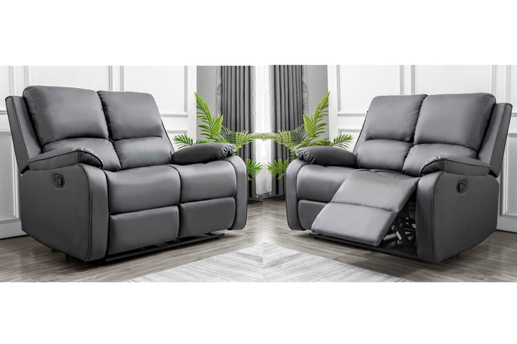 Palermo Grey Leather 2 Seater Electric Or Manual Recliner Sofa