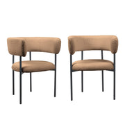 Set Of 2 Lex Boucle Dining Chairs Accent Chair Tub Chair With Curved Backrest