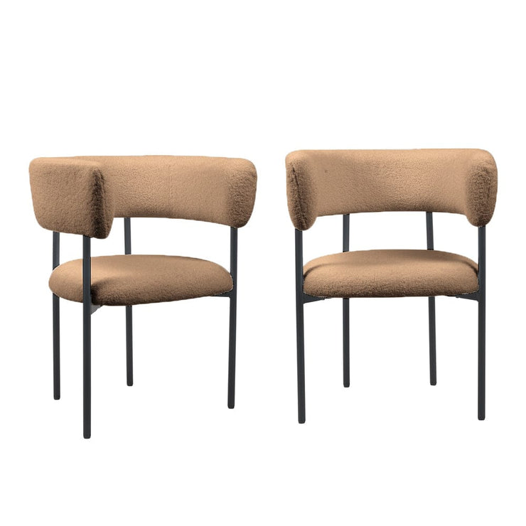 Set Of 2 Lex Boucle Dining Chairs Accent Chair Tub Chair With Curved Backrest