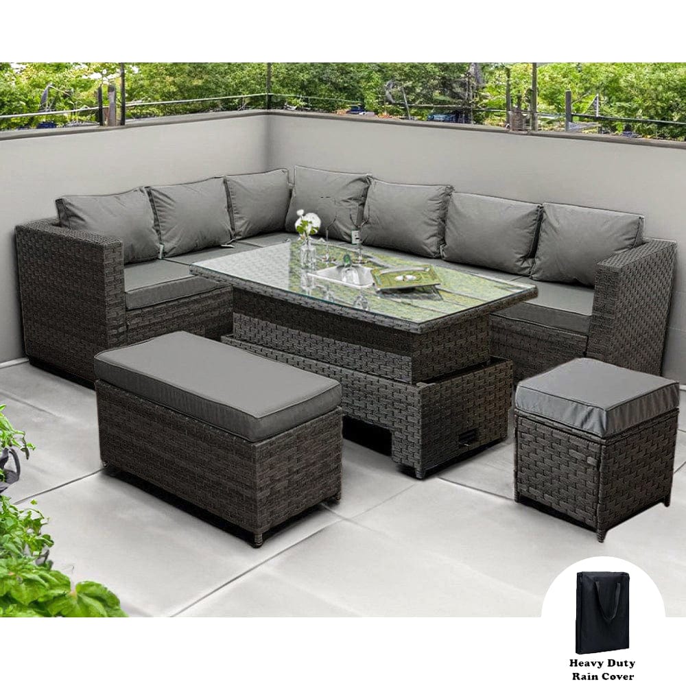 Monaco 9 Seater Ice Bucket Rattan Dining Set with option heavy duty ra