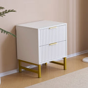 Mercury Ridged 2 Drawers Storage Bedside Table In White