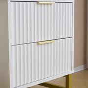 Mercury Ridged 2 Drawers Storage Bedside Table In White