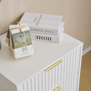 Mercury Ridged 2 Drawers Storage Bedside Table In White