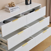Mercury Ridged 6 Drawers Chest Beside Storage Cabinet In White