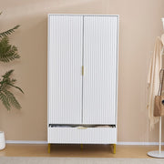 Mercury Ridged 2 Doors Wardrobe In White