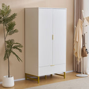 Mercury Ridged 2 Doors Wardrobe In White