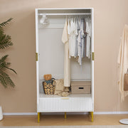 Mercury Ridged 2 Doors Wardrobe In White