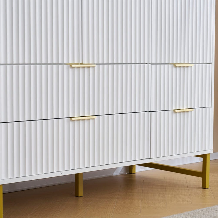 Mercury Ridged 3 Doors 4 Drawers Wardrobe In White