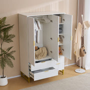 Mercury Ridged 3 Doors 4 Drawers Wardrobe In White