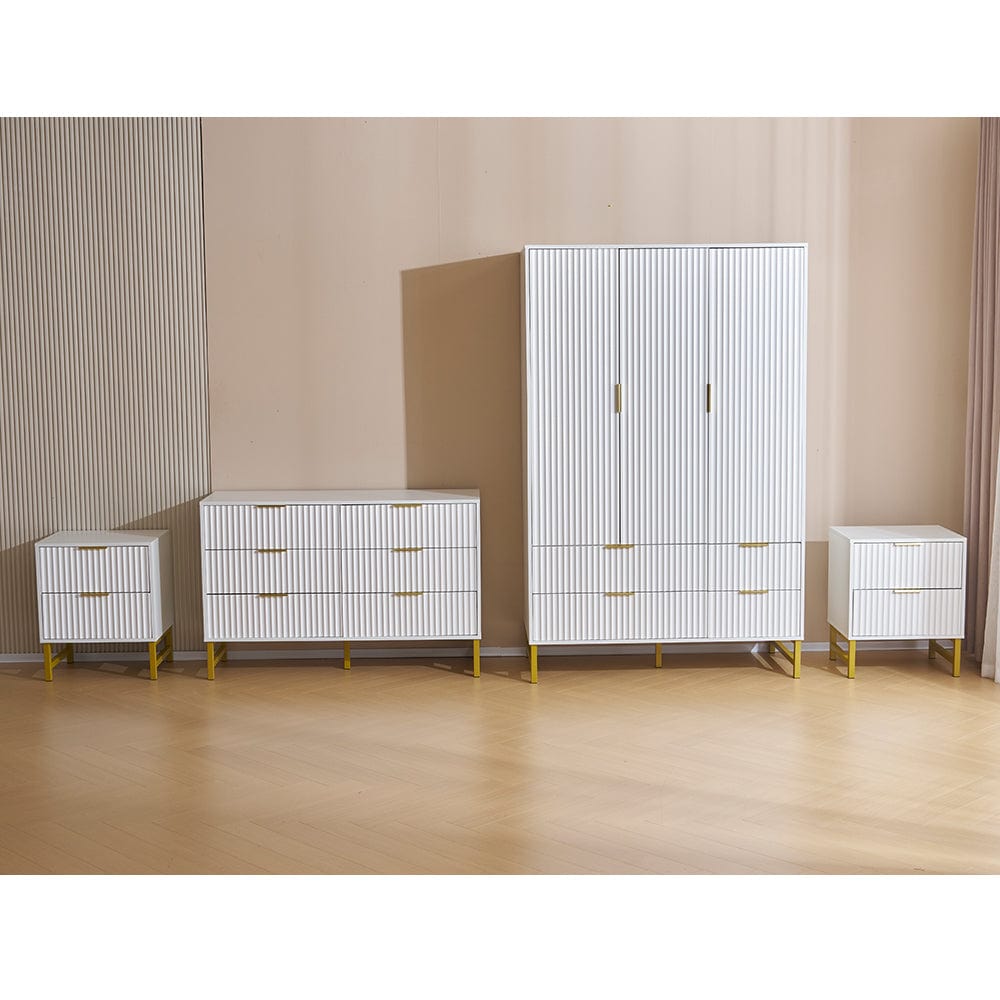 Mercury Ridged 4 Piece  Bedroom Set Wardrobe Chest