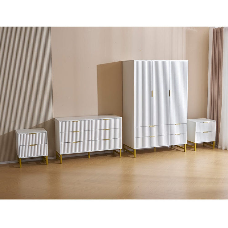 Mercury Ridged 4 Piece  Bedroom Set Wardrobe Chest