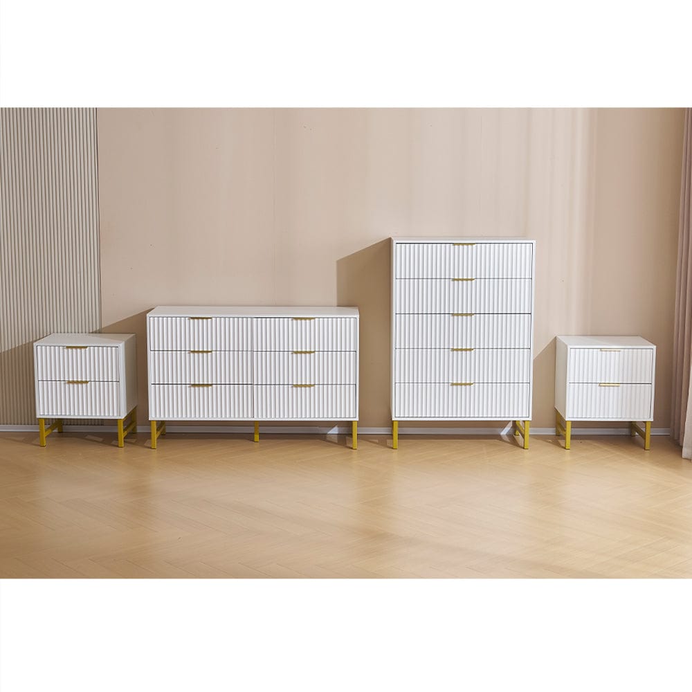 Mercury Ridged 4 Piece  Bedroom Set With Chest And Bedside Tables