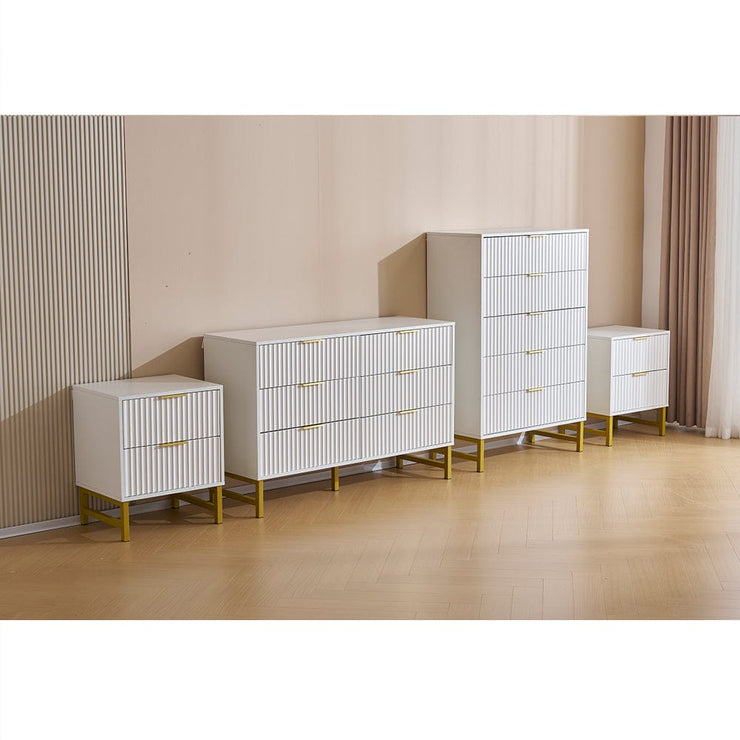 Mercury Ridged 4 Piece  Bedroom Set With Chest And Bedside Tables