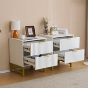 Mercury Ridged 2 Drawers Storage Bedside Table In White