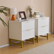 Mercury Ridged 2 Drawers Storage Bedside Table In White