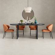 Orchid Oval Dining Table Set With 4 Velvet Chairs