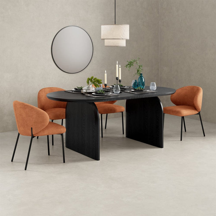 Orchid Oval Dining Table Set With 4 Velvet Chairs