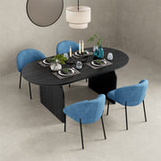 Orchid Oval Dining Table Set With 4 Velvet Chairs