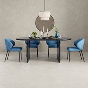 Orchid Oval Dining Table Set With 4 Velvet Chairs