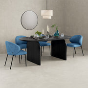 Orchid Oval Dining Table Set With 4 Velvet Chairs