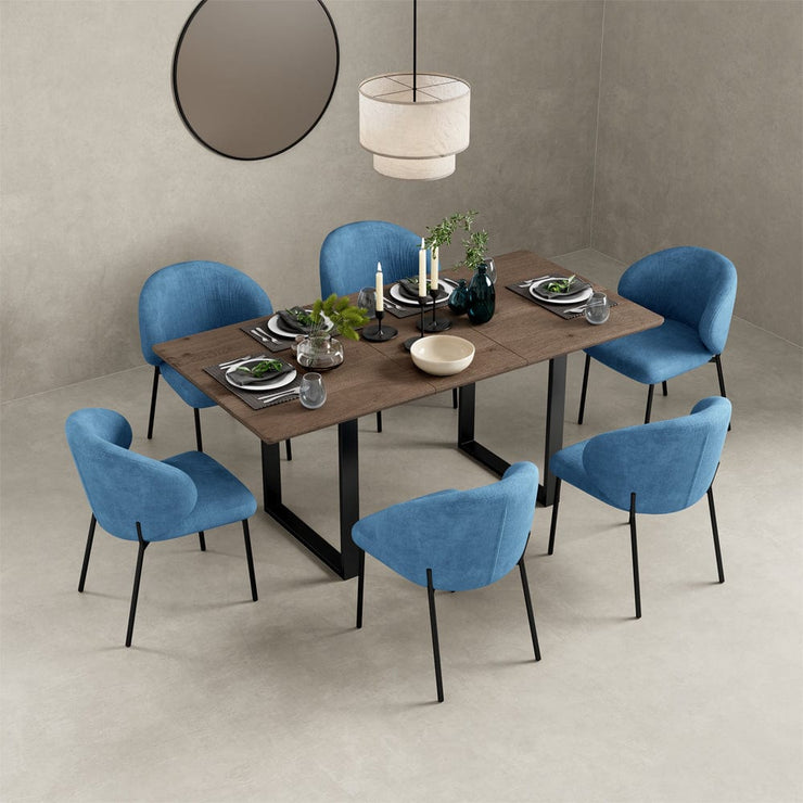 Orchid Belluno Extending Dining Table With 6 Velvet Chairs