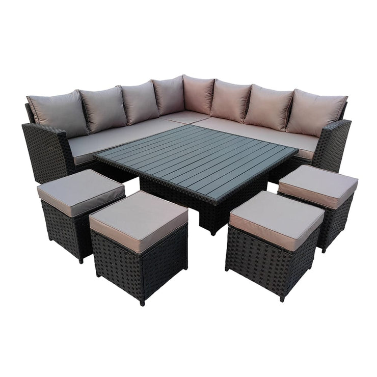 Rosen 11 Seater Rattan Garden Furniture Corner Sofa Cube Set With Aluminum Lift-up Table